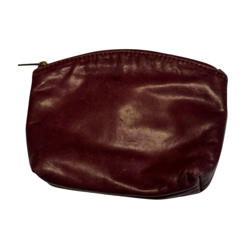 Vintage Burgundy Red / Brown Leather Coin Purse Pouch Bag MINTY
